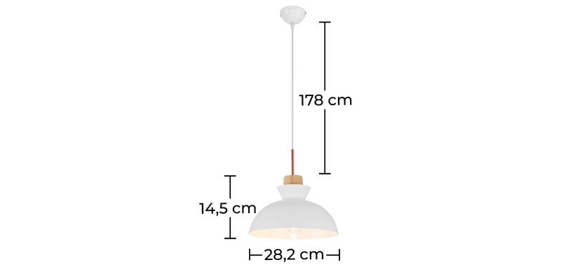 Lampe nordique suspendue en métal et bois