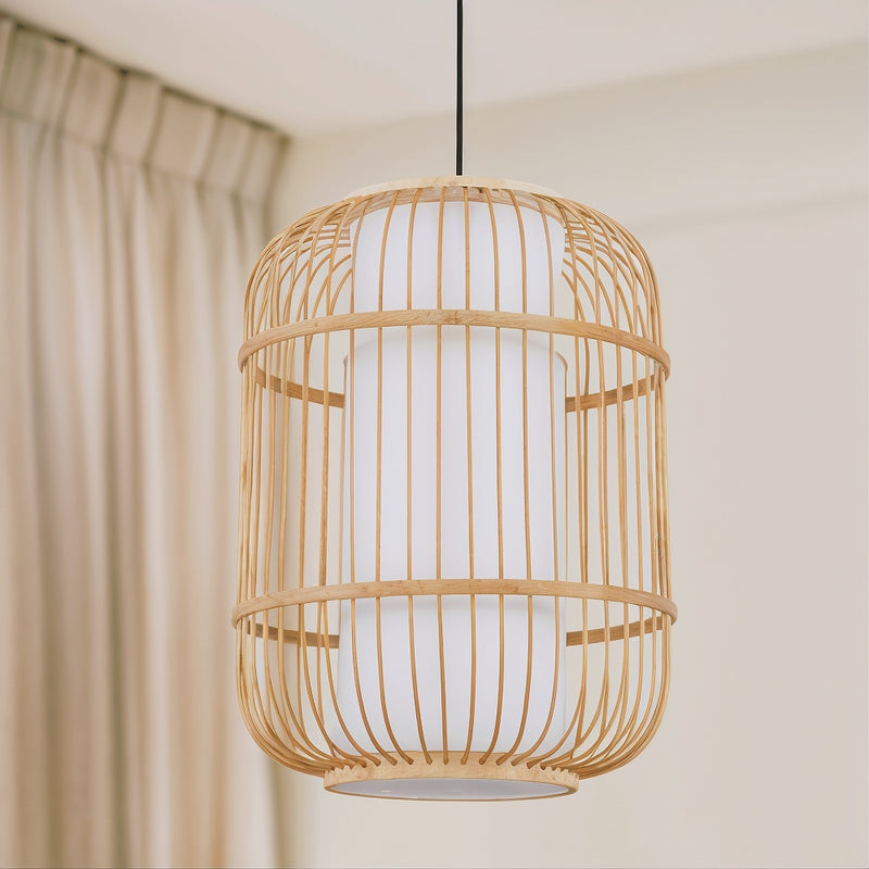 Designerska lampa sufitowa boho z bambusa