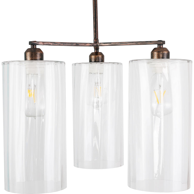 Candeeiro de teto de estilo industrial, em vidro e metal - Reg