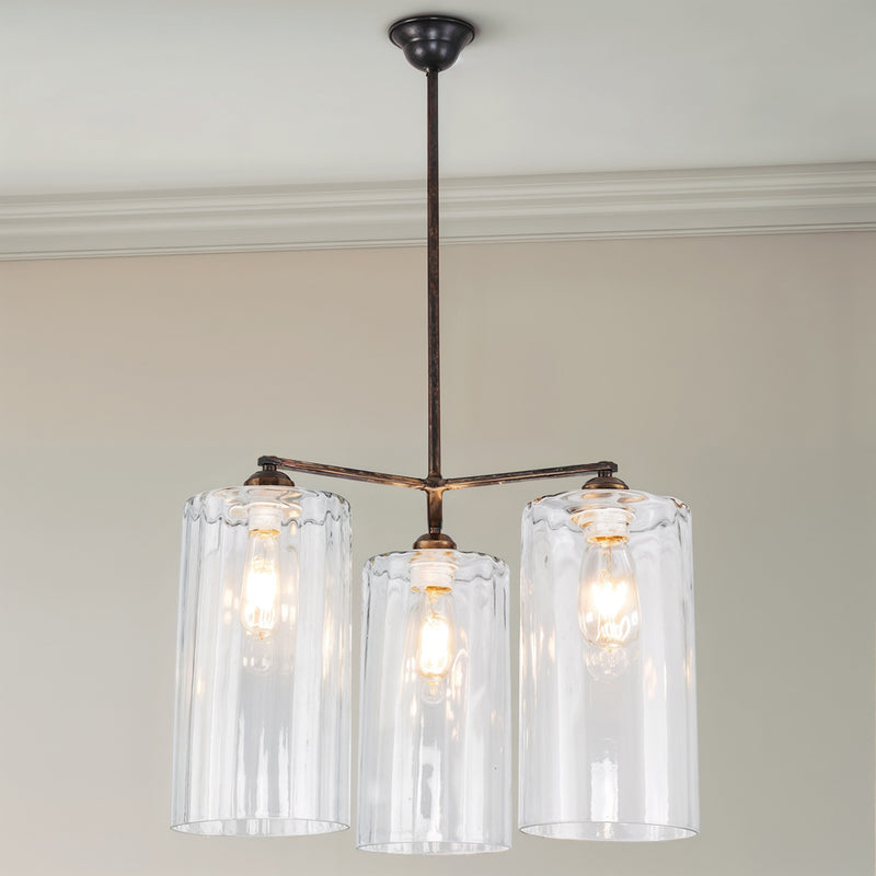 Candeeiro de teto de estilo industrial, em vidro e metal - Reg