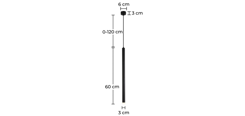 LED Tube Ceiling Lamp - Black Pendant Lamp - 60cm - Lilu