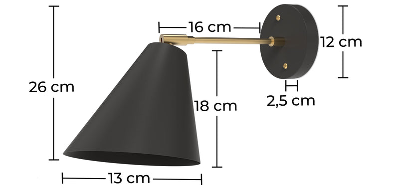 Applique murale avec abat-jour orientable au style scandinave, métal - Livel