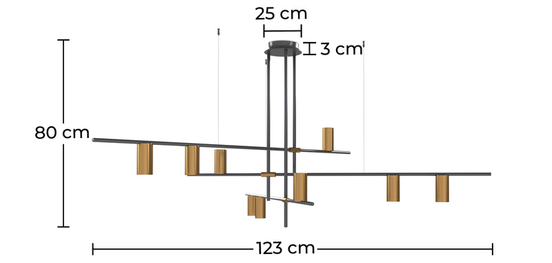 Modern hanging light, metal LEDs - Piper