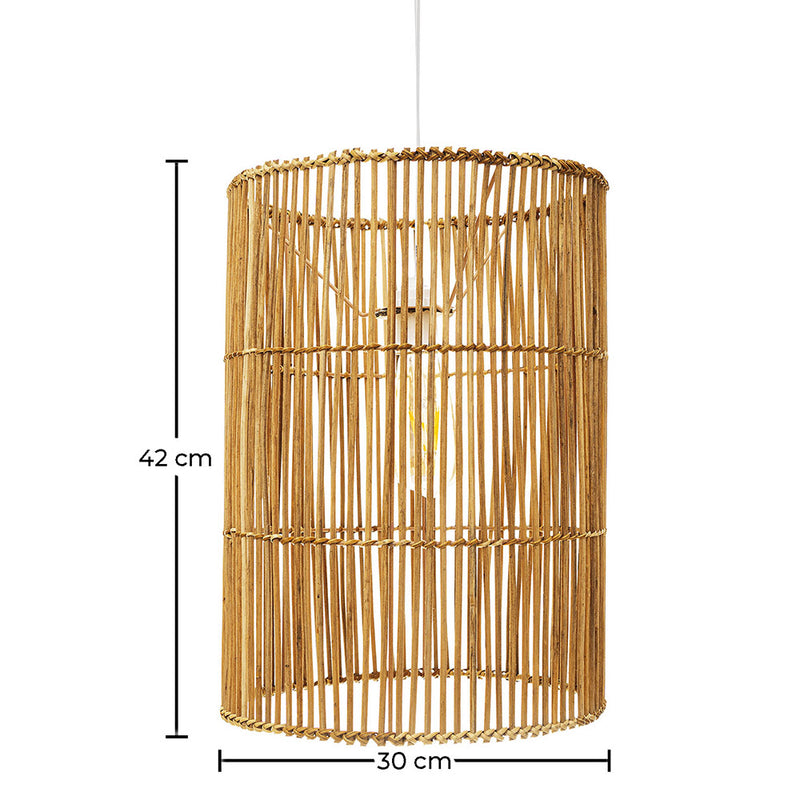 Hanging Lamp Boho Style Natural Rattan - An