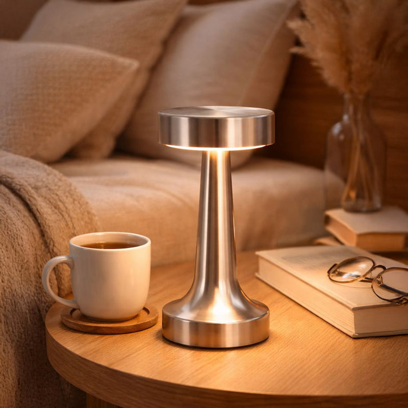 Candeeiro de mesa LED sem fios e recarregável - Controlo tátil - Design moderno em metal - Azura