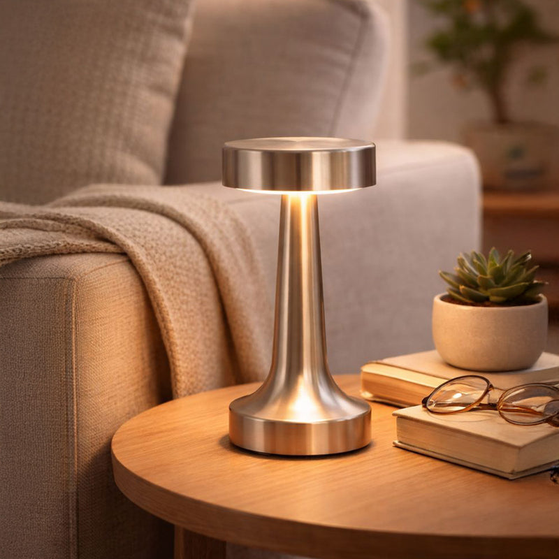 Candeeiro de mesa LED sem fios e recarregável - Controlo tátil - Design moderno em metal - Azura