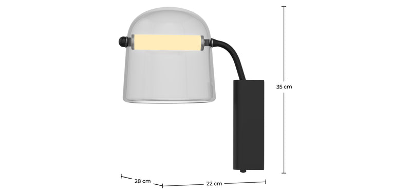 Wall lamp in modern design, smoked glass - Bim
