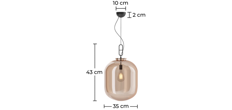 Candeeiro suspenso de vidro de design moderno, metal e vidro - Grau - médio