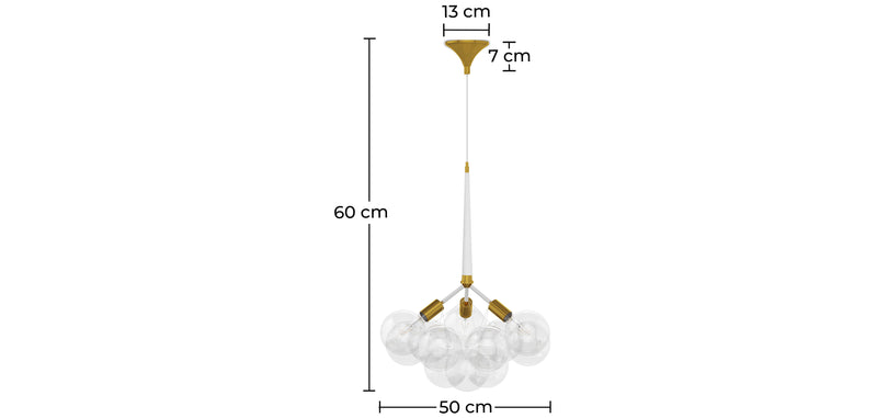 Candeeiro suspenso, lustre globo de design moderno, 9 globos de vidro - Glaub