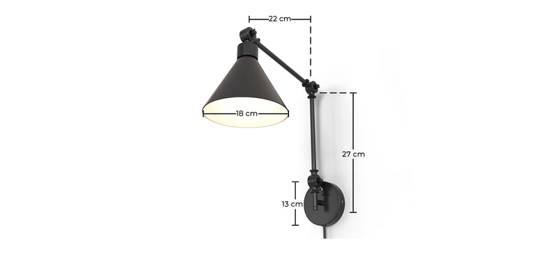 Aplique de parede - luz de leitura ajustável - preto