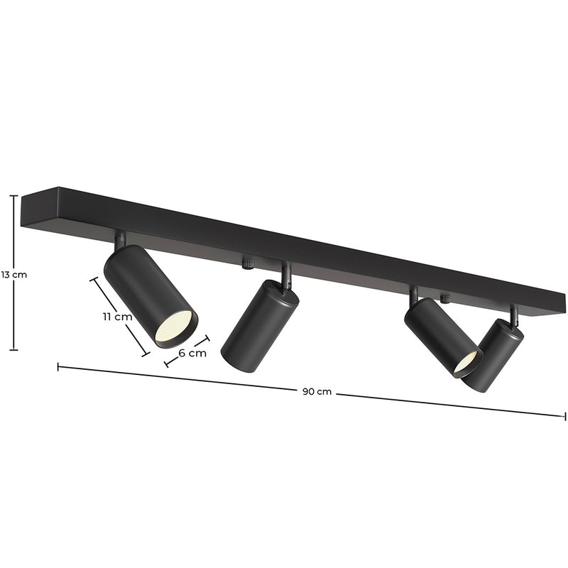 Lampa sufitowa na szynie - 4 regulowane reflektory - 90CM