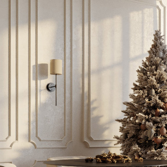 Lamp Wall Light - Black with Fabric Shade - Dena - gallery 3