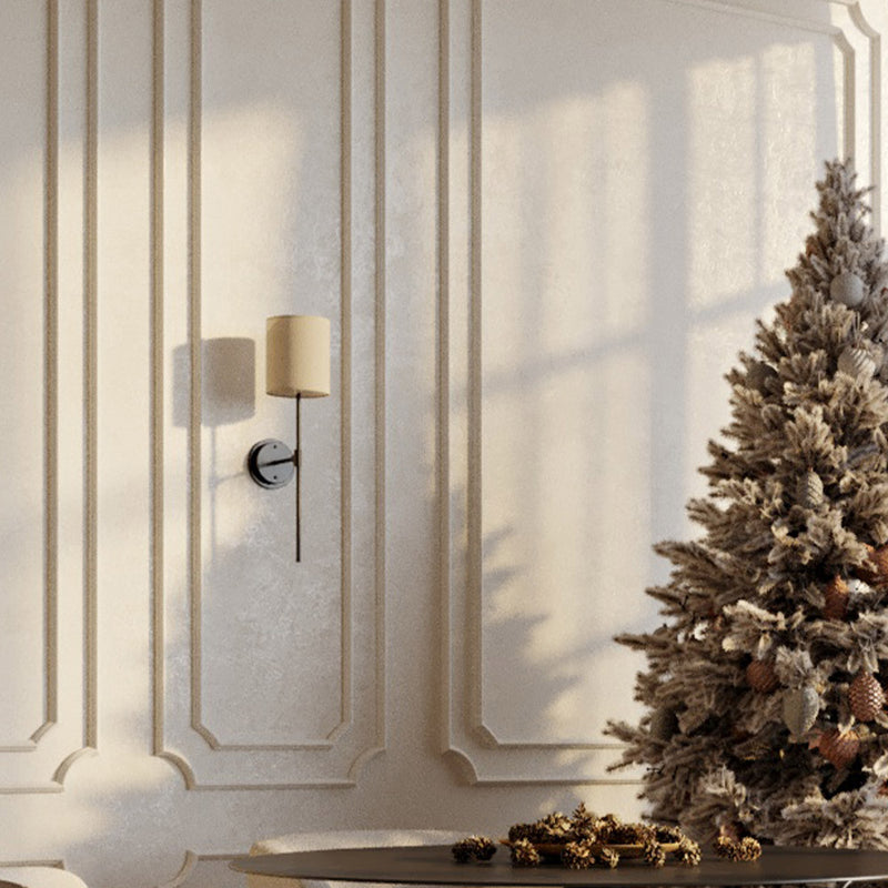 Lamp Wall Light - Black with Fabric Shade - Dena - gallery 3