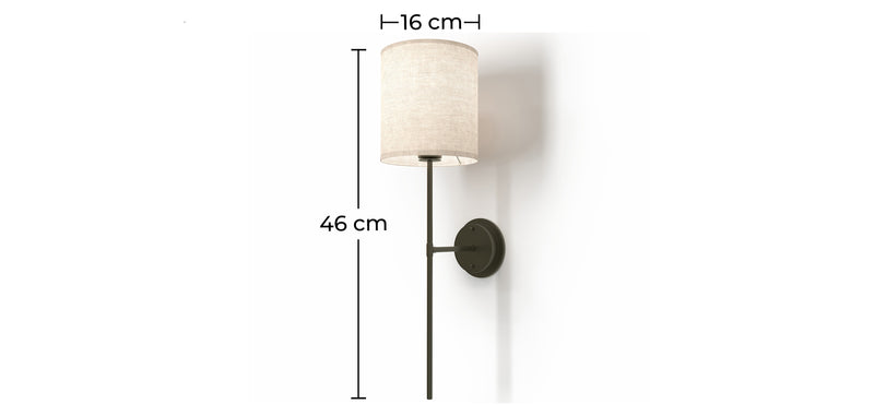 Lamp Wall Light - Black with Fabric Shade - Dena - gallery 9