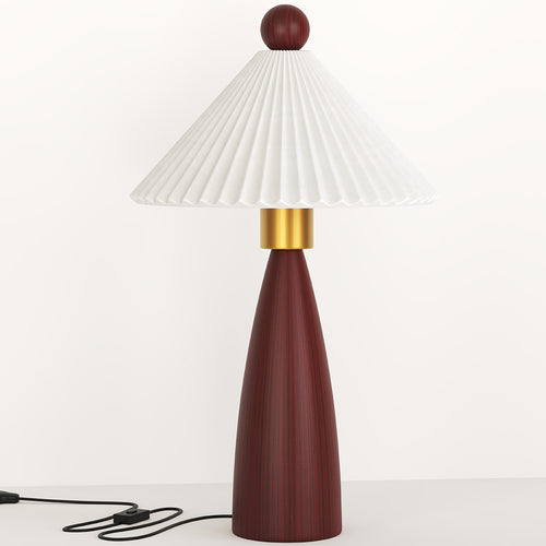 Table Lamp with Wooden Base and White Cement Shade - Ambiana