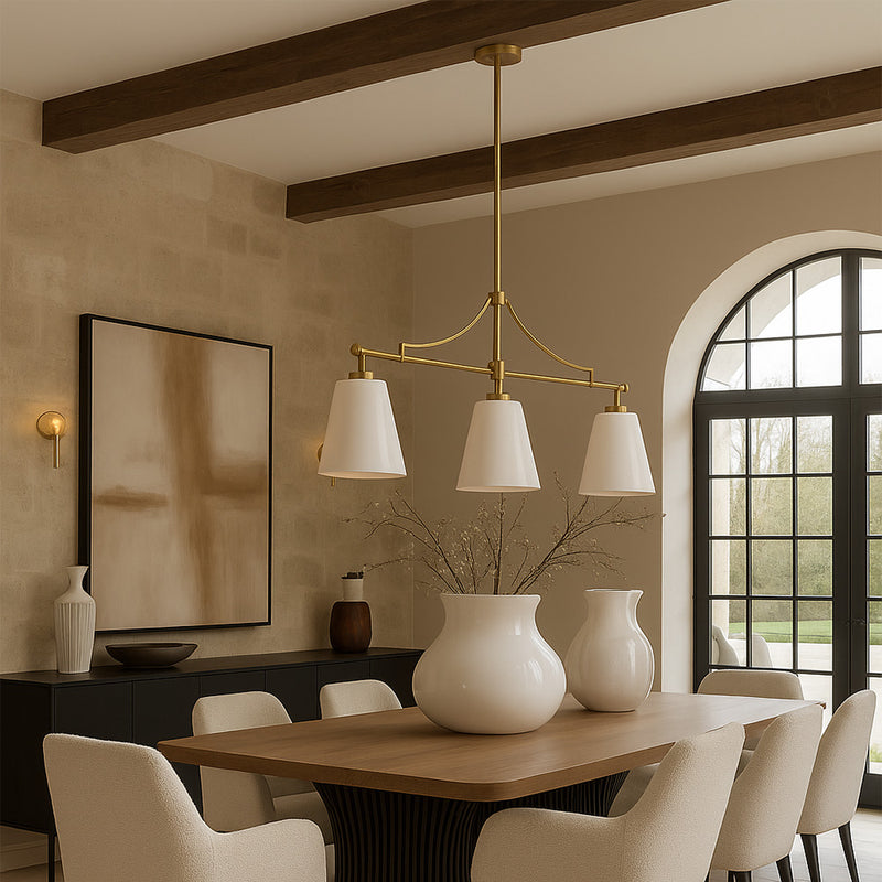 Aged Gold Metal Ceiling Pendant Lamp with 3 Shades - Bubles