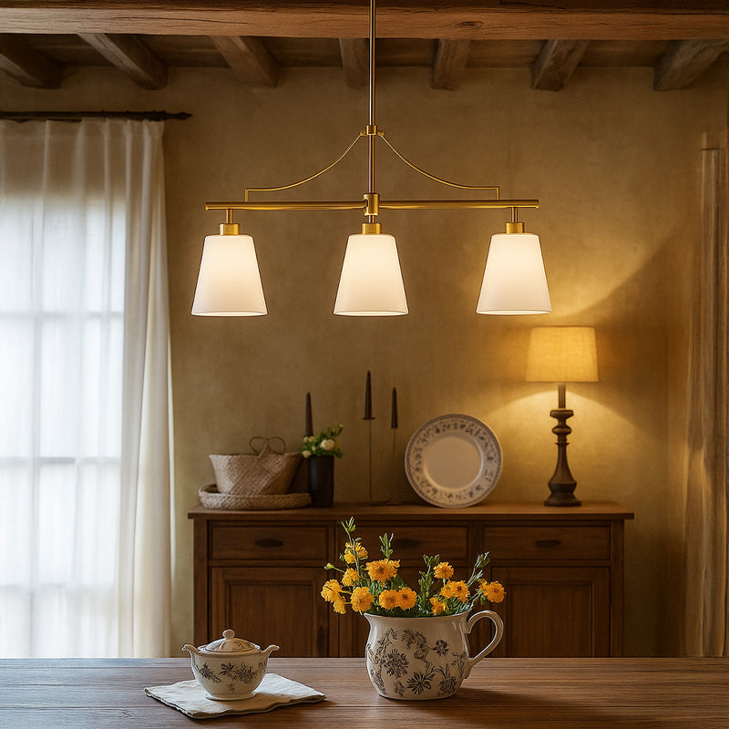Aged Gold Metal Ceiling Pendant Lamp with 3 Shades - Bubles