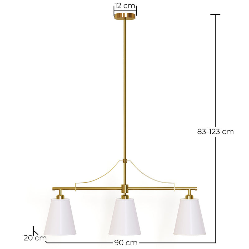 Aged Gold Metal Ceiling Pendant Lamp with 3 Shades - Bubles