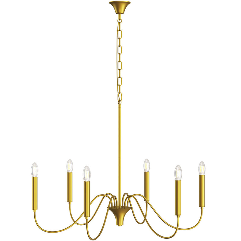Gold 6-Arm Pendant Lamp – Modern Chandelier Style in Metal - Vintessa