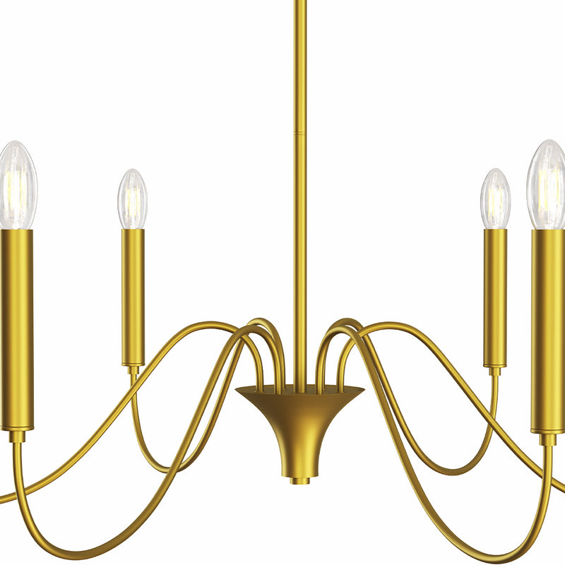 Gold 6-Arm Pendant Lamp – Modern Chandelier Style in Metal - Vintessa