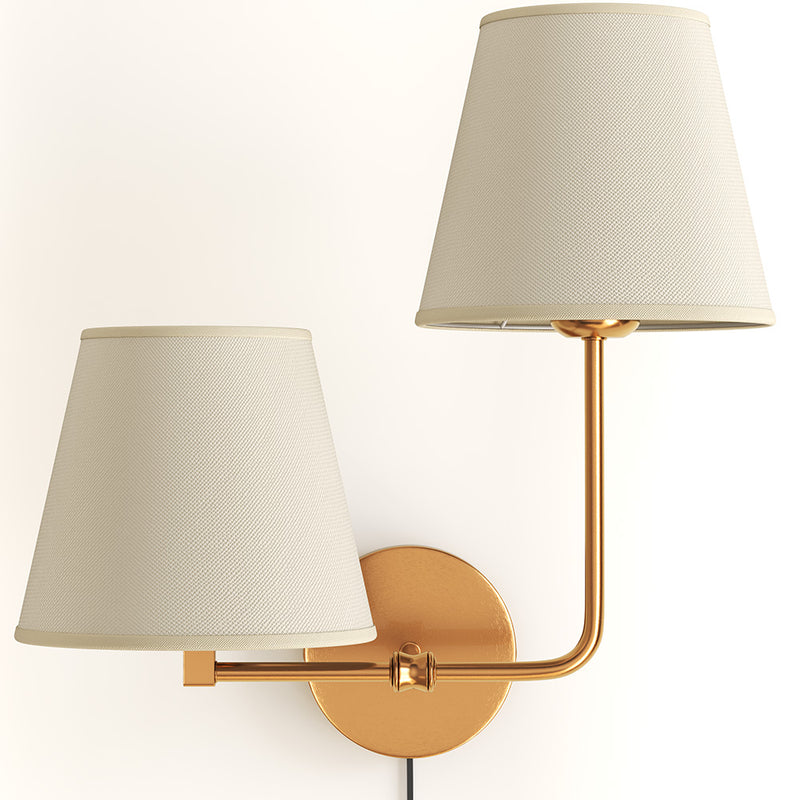 Golden Wall Lamp with Cable and Two Shades - Bretaña