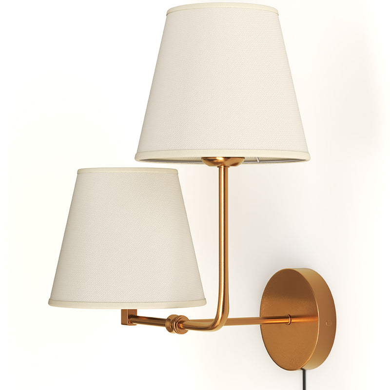 Golden Wall Lamp with Cable and Two Shades - Bretaña