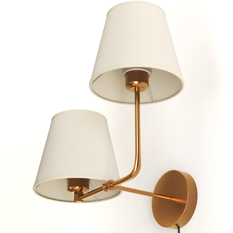 Golden Wall Lamp with Cable and Two Shades - Bretaña