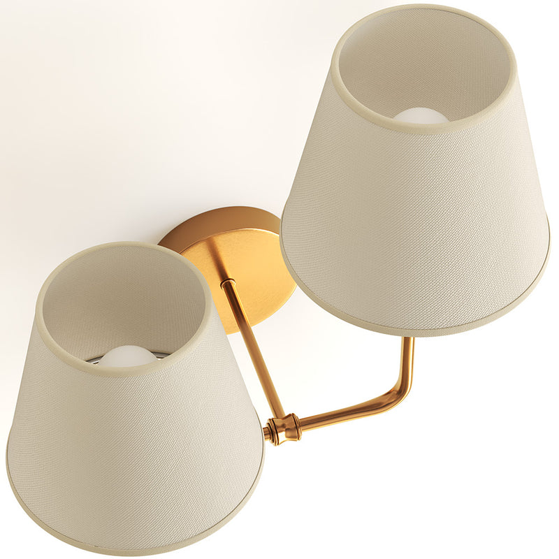 Golden Wall Lamp with Cable and Two Shades - Bretaña