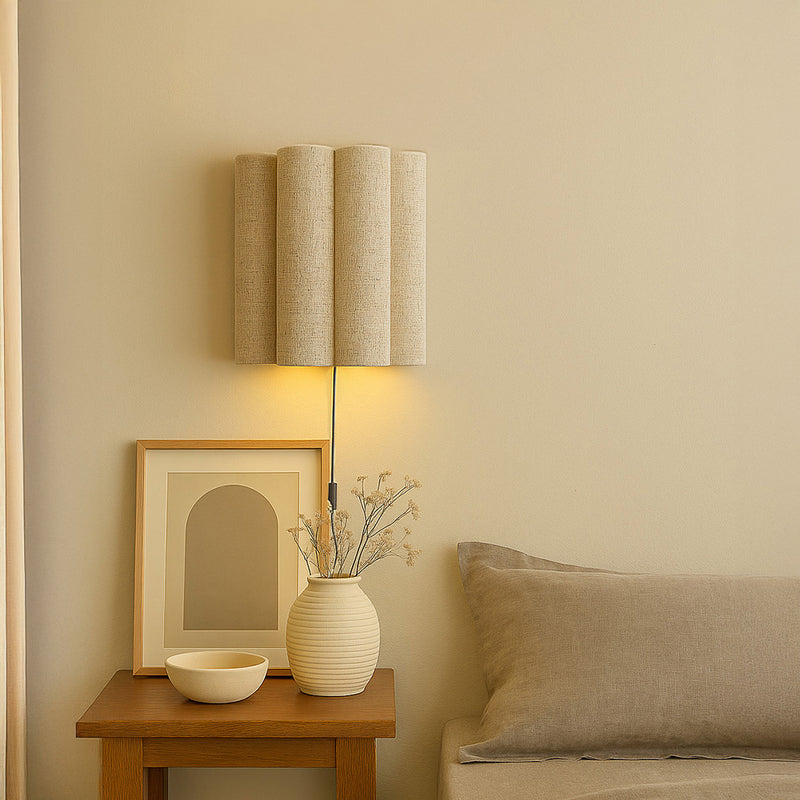 Wall Lamp with Fabric Shade and Aged Gold Structure - Treya