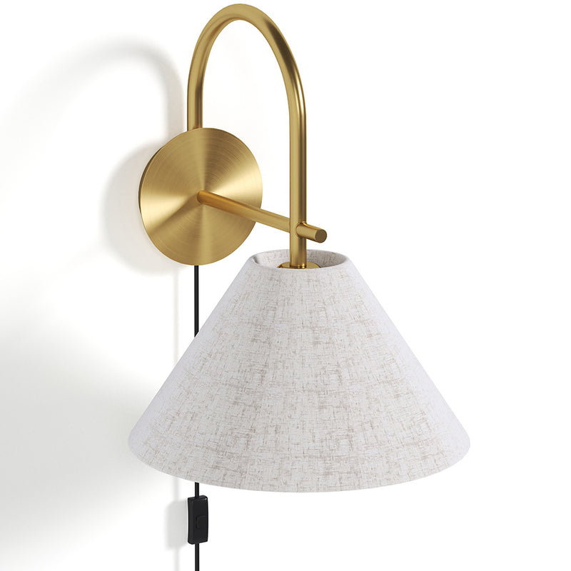 Vintage Gold Wall Lamp with Plug and Switch - Boly