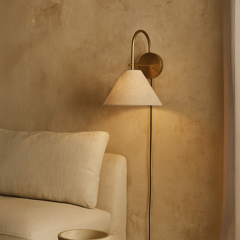 Vintage Gold Wall Lamp with Plug and Switch - Boly