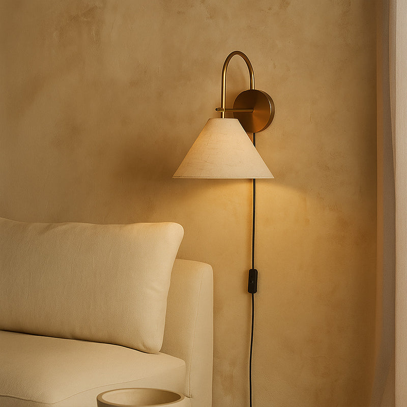 Vintage Gold Wall Lamp with Plug and Switch - Boly