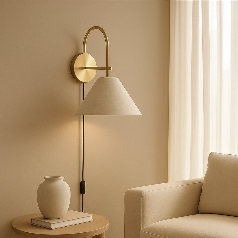 Vintage Gold Wall Lamp with Plug and Switch - Boly