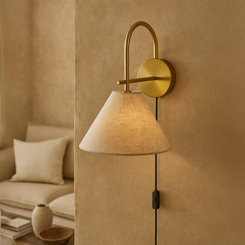 Vintage Gold Wall Lamp with Plug and Switch - Boly