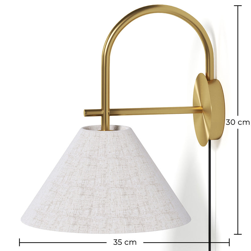 Vintage Gold Wall Lamp with Plug and Switch - Boly