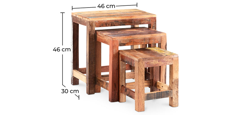 Lot de 3 tables d'appoint empilables - Bois - Seaside