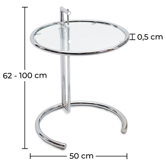 Adjustable Round Side Table - Glass and Steel - Lake - gallery 5