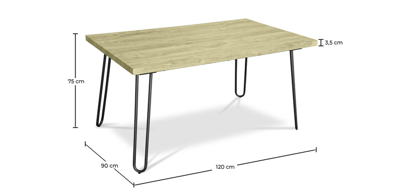 Pack Esstisch im Industriedesign 120cm & 4 Esszimmerstühle aus Rattan - Bruna