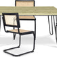Pack Table à manger design industriel 120cm & 4 Chaises à manger en rotin - Bastral
