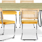 Pack Table à manger design industriel 150cm & 6 Chaises à manger en rotin - Tapisserie en velours - Martha