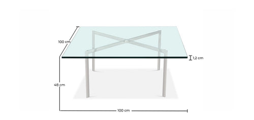 Mesa de centro quadrada - Vidro - 12mm - Town
