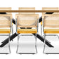 Pack Table à manger design en bois (220cm) & 8 chaises de salle à manger en rotin - tapisserie en velours - Martha