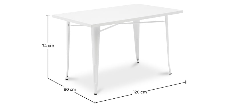 Rechteckiger Esstisch - Industrielles Design - Weißes Metall - Ashi