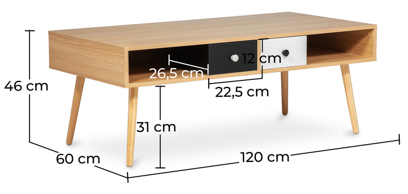 Mesa de centro de madeira - design escandinavo - Miua