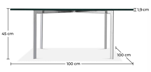 Square coffee table - Glass - 19mm - Town
