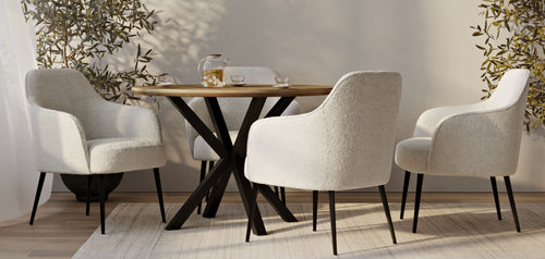 Table à manger ronde - Industrielle - Bois et métal - Bayron