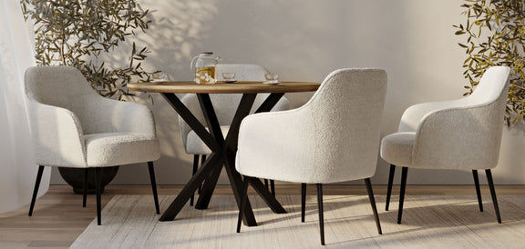 Round Dining Table - Industrial - Wood and Metal - Bayron - gallery 1