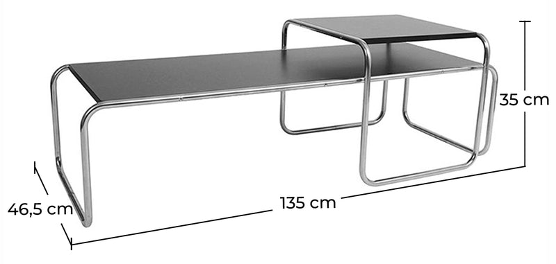 Set di 2 tavolini da caffè impilabili - Legno e acciaio - Lacky