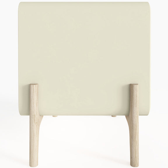 Modern Scandi nightstand covered in faux leather with 2 drawers and natural wood legs - Bennis - gallery 8