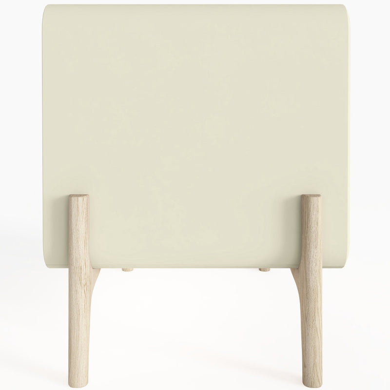 Modern Scandi nightstand covered in faux leather with 2 drawers and natural wood legs - Bennis - gallery 8